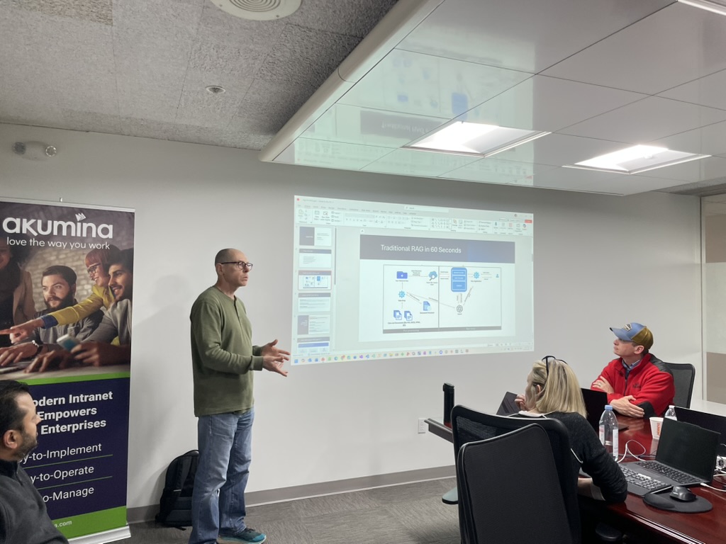 Jason Haley standing at the front of the room while explaining agentic RAG during the April 2026 workshop